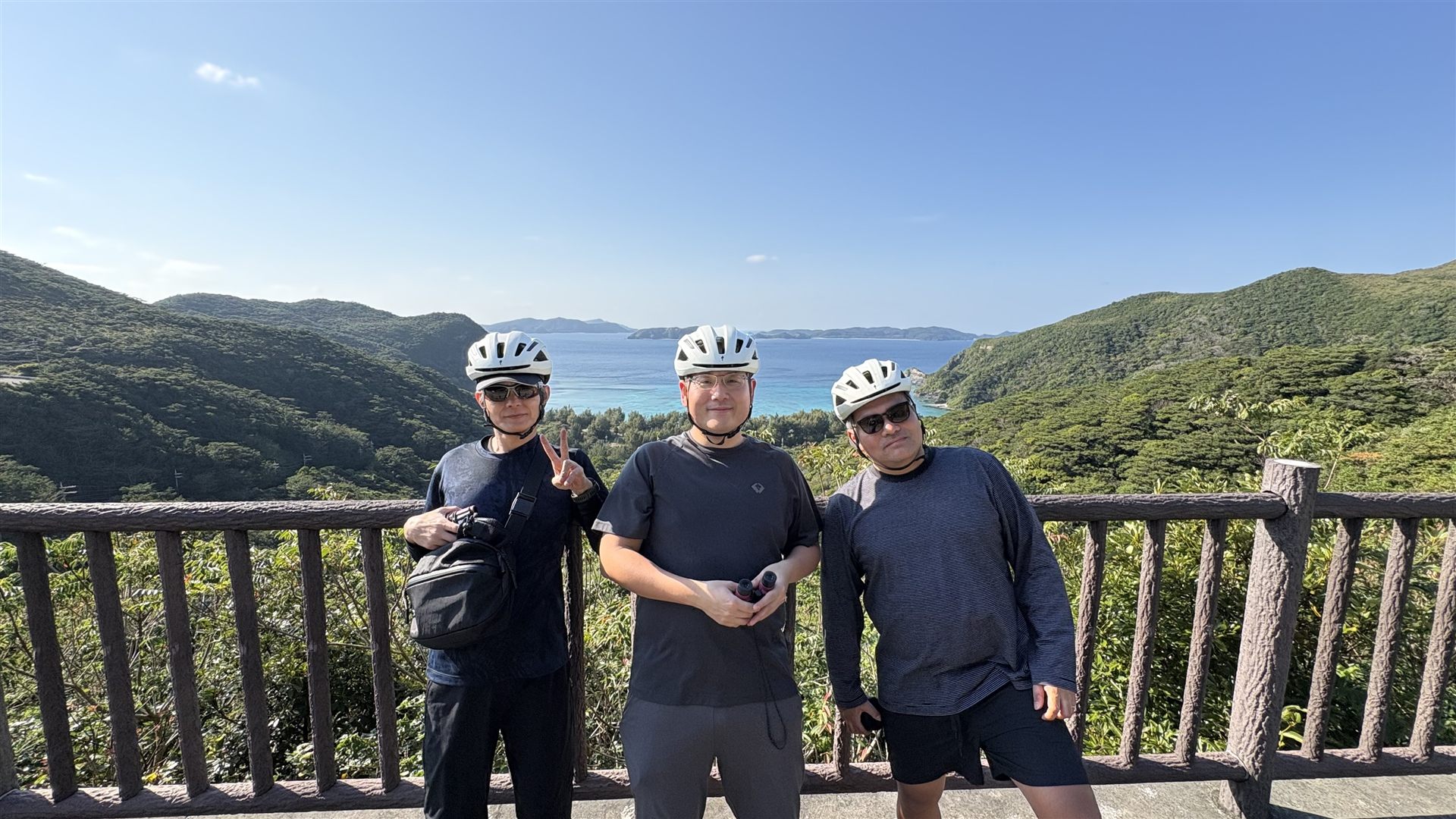 Guests enjoying the ocean view from a lookout on Tokashiki Island